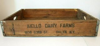 Vintage Aiello Dairy Farms - Brooklyn,  Ny - Milk Crate,  Wood & Metal,  Deposit Box