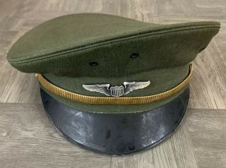 Pilot Dress Hat Wwii 3 " Us Army Air Force Pilot Wings 1/20 Sf & Gi Silver Filled
