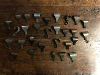 29 X Vintage Picture Rail Hanging Hooks - Copper,  Brass,  Metal