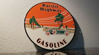 Vintage Pacific Highway Porcelain Gas Auto Service Station Pump Plate Sign