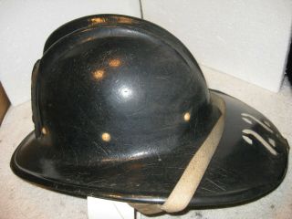 Vintage Bullard ' hard boiled ' black fiberglass fire helmet 2