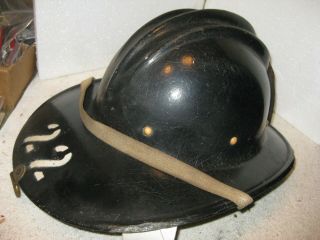 Vintage Bullard ' hard boiled ' black fiberglass fire helmet 3
