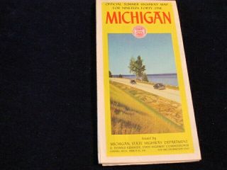 Vtg Official Mar 21 1941 Michigan Highway State Road Map Summer Edit Near