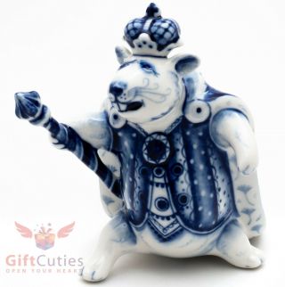 Gzhel Porcelain Figurine Of Mouse Mice Rat King From The Nutcracker Souvenir