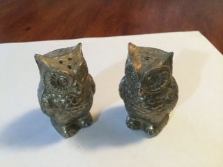 Owl Vintage 3” Brass Salt And Pepper Shakers With Stoppers