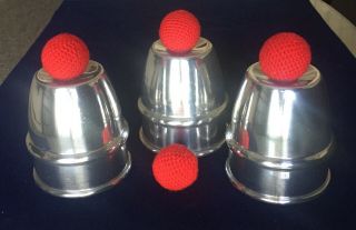 Vintage Magic Trick Cups And Balls Spun Aluminum 3” 3