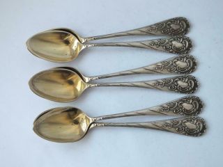 Pretty Set Of 6 Antique 800 Standard Solid Silver Coffee Spoons/ L 10.  5 Cm/ 60g