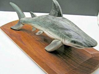 Hand Carved Great White Shark 14 - 3/4 Inches Long