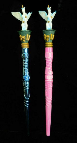 X2 Magiquest Great Wolf Lodge Wands & Pegasus Or Unicorn Toppers,  Pink & Blue