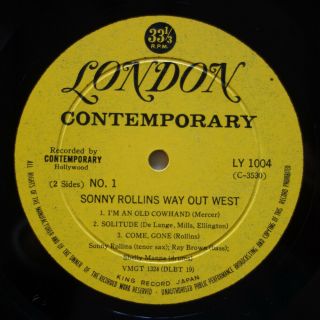 Sonny Rollins Way Out West on Contemporary - Japan DG FLAT MONO LP EX 3