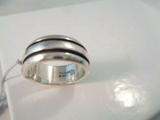 1995 Tiffany & Co.  925 Sterling Silver Double Titanium Ring 11 Grams Size 9 1/2