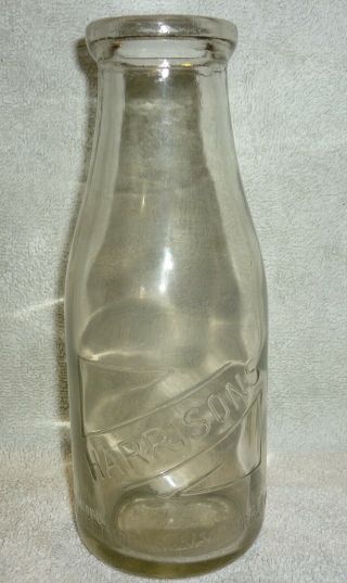 Harrisons - Adelaide 18oz - Wide Top Milk Bottle - C.  1946