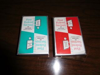 Vintage Playing Cards - Two Decks.  Rare First Federal Savings Bank Of Chicago