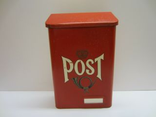 Vtg Red Metal Post Box Wall Mount Mailbox Jh Sweden Swedish Danish Style