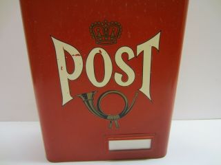 Vtg Red Metal Post Box Wall Mount Mailbox JH Sweden Swedish Danish Style 2