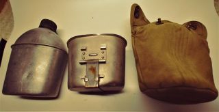 Ww2 Us Army Canteen Set - Canteen And Cup With Cover -