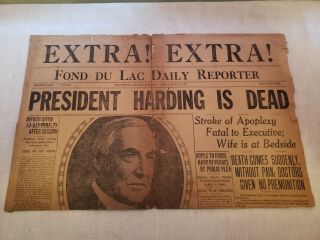 Newspaper August 3 1923 President Harding Dead - Extra Extra - Nn