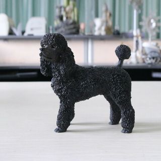 Resin Mini British Poodle Dog Hand Painted Simulation Model Statue Black