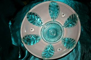 Antique Ceiling Light Shade Art Deco 3 Hole Chain Mount Pink / Clear Leaves