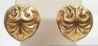 14k Gold Vintage Large Puffy Stud Earrings 2.  7 Grams