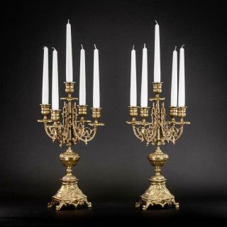 Reserved For Anette 1st Repayment For: Candelabras Gilded Bronze 17 "