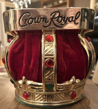 Vintage Crown Royal Jeweled Metal Advertising Bottle Holder Display Stand