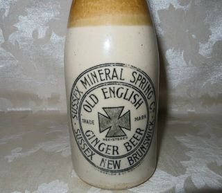 Rare Antique Stoneware Bottle " Old English Ginger Beer ",  Sussex,  Brunswick