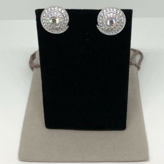 Judith Ripka 925 Sterling Silver Cz Diamonique Pierced Earrings