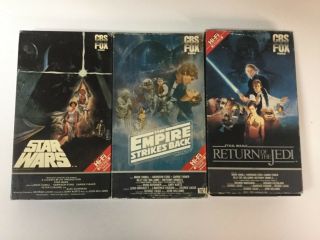 Vintage Star Wars Vhs Vcr Tapes Trilogy Red Label Cbs Movies Version