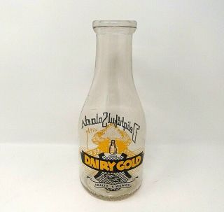 Vintage Dairy Gold Milk Bottle - Quart Milk Bottle - Cottage Cheese Amb005