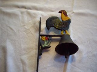 Vintage Rustic Rooster Bell Wall Mount Cast Iron – Bell Is Very Loud