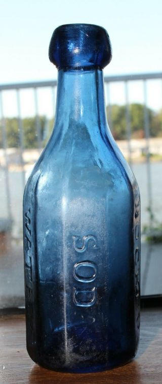 Civil War Antique Knickerbocker Soda Water Bottle C.  C.  Cobalt Blue Ny York