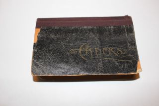 Antique 1894 Checkbook Check Book Cover Stubs Ephemera Banking History Paper