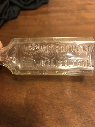 Vintage Smith Drug Co Jellico Tenn Tennessee Glass Medicine Bottle Embossed Tn
