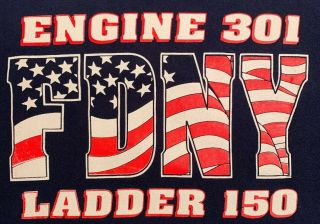 FDNY NYC Fire Department York City T - Shirt Sz XL Engine 301 Queens 2