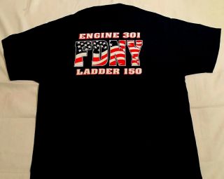 FDNY NYC Fire Department York City T - Shirt Sz XL Engine 301 Queens 3
