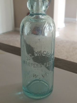 J.  C.  Mccraw Harpers Ferry West Virginia Hutchinson Bottle