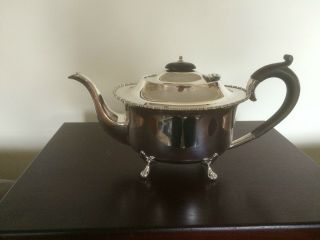 Silver Plated Teapot On 4 Paw Feet With Beaded Border (sptp 6999)