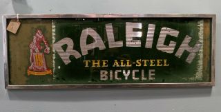 Old Vintage Raleigh All Steel Bicycles Glass Framed Sign - Chopper - Bike
