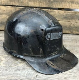 Vintage Msa Comfo Cap Tiger Stripe Coal Miners Hat Low Vein Mining Helmet Read