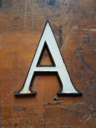 Vintage Bronze & White Enamel 4 " Shop Sign Letter A