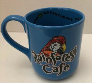 Rainforest Cafe Rio Large Blue Coffee Tea Cup Mug Parrot 16 Oz
