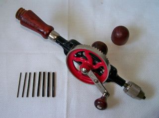 Vintage Miller Falls No.  5a Egg Beater Style Hand Drill W/bits Usa Made