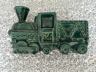 VTG 50 ' s GILNER Train with Elf Pixie Ceramic USA Planter Christmas Green & Red 2