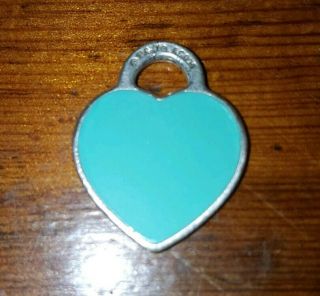 Tiffany & Co.  Sterling Silver Pendant Please Return To Mini Heart Blue Enamel