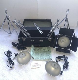 Acme Lite Vintage Photographers Lighting Kit W/case & 3 Model 710sl Lights