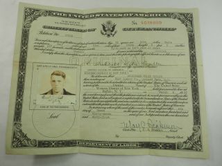 U.  S.  Certificate Of Citizenship With Photo 1937