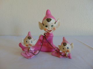 Vintage Elf Pixie Mom & Babies On Chain