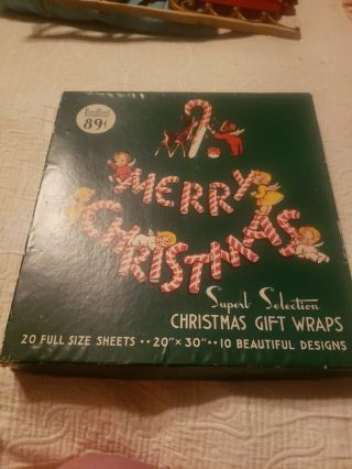 Vtg Christmas Wrapping Paper Gift Wrap 1940s Or 1950 