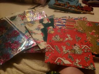 VTG CHRISTMAS WRAPPING PAPER GIFT WRAP 1940s or 1950 ' s box and wrap 3